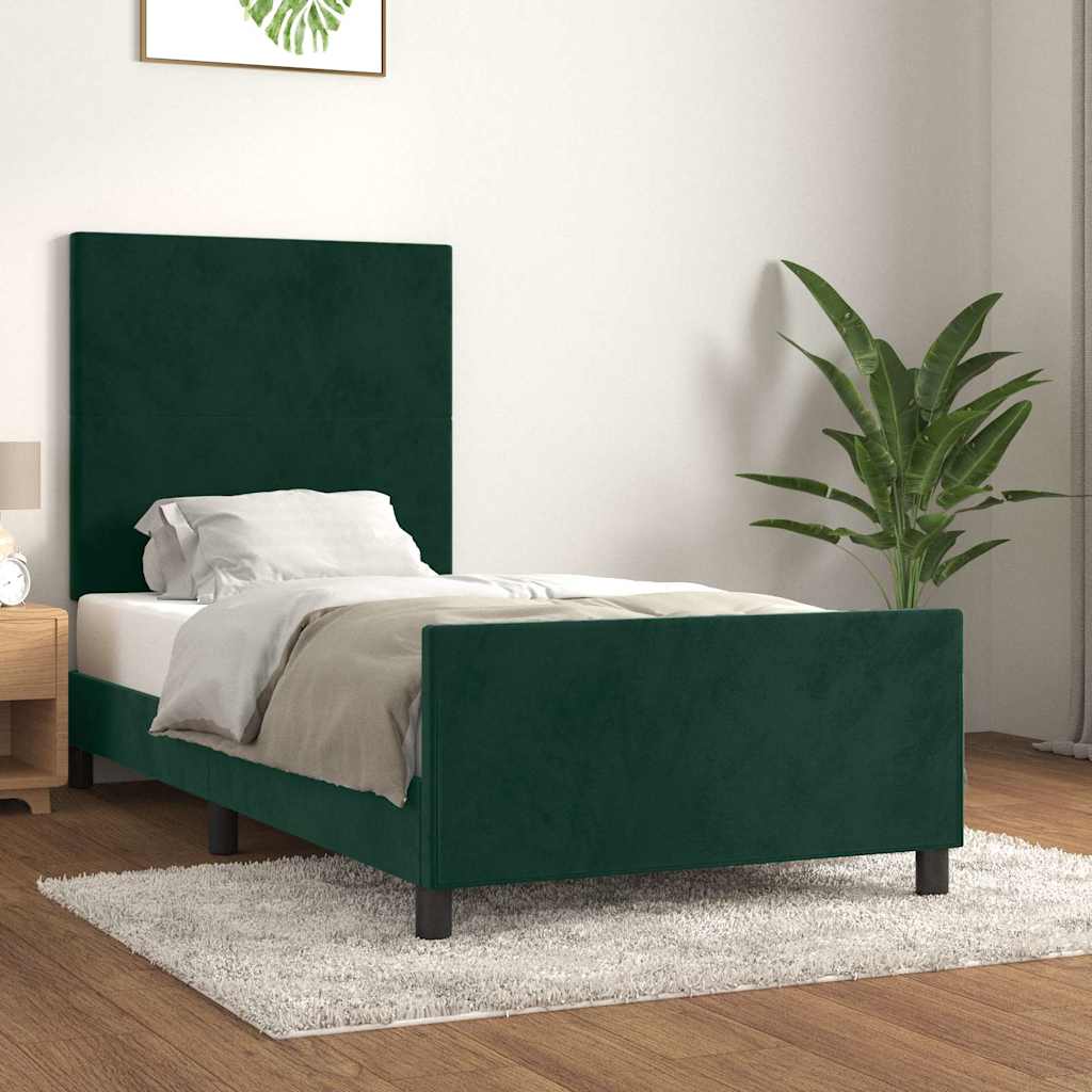 JUNG Vida Bettgestell ohne Matratze Dunkelgrün 90x200 cm Samt