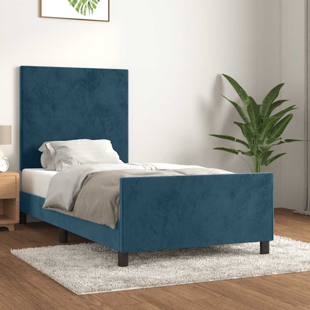 JUNG Vida Bettgestell ohne Matratze Dunkelblau 90x200 cm Samt