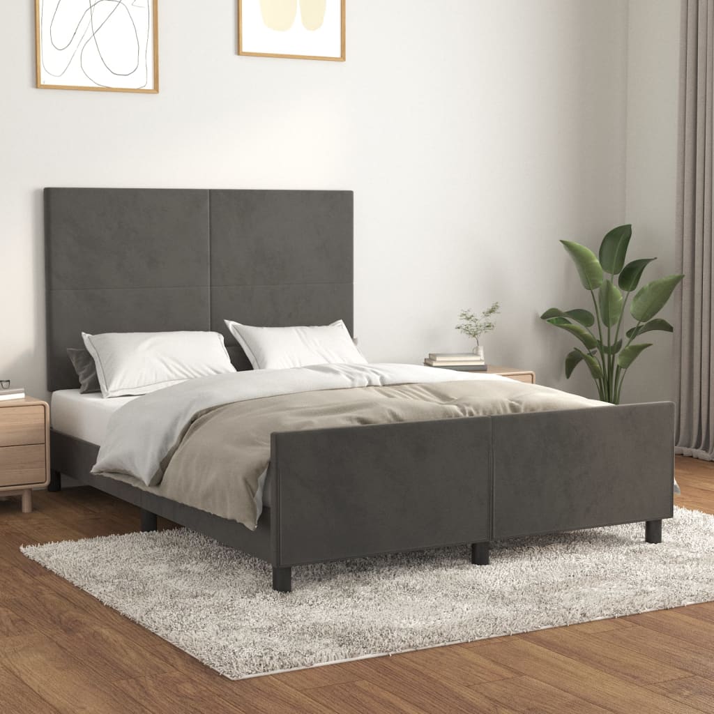 JUNG Vida Bettgestell ohne Matratze Dunkelgrau 140x200 cm Samt