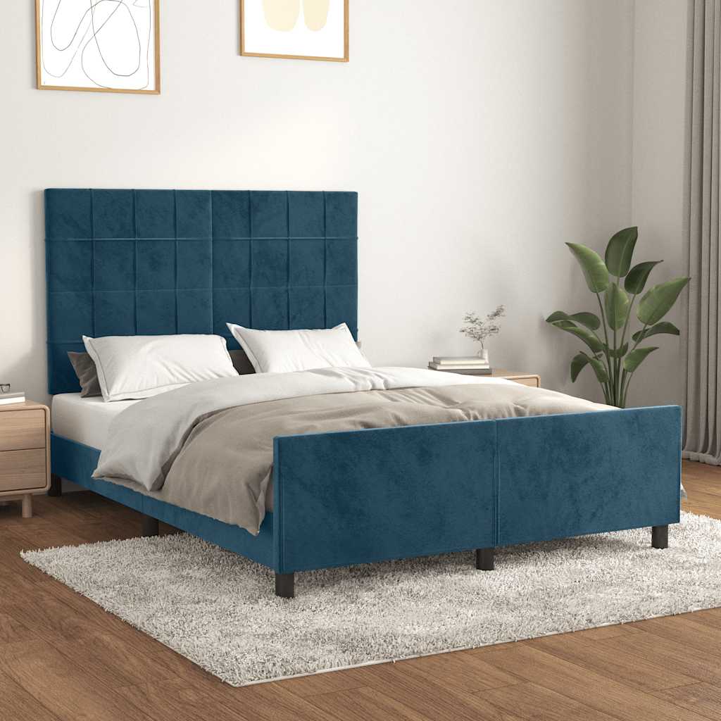 JUNG Vida Bettgestell ohne Matratze Dunkelblau 140x200 cm Samt