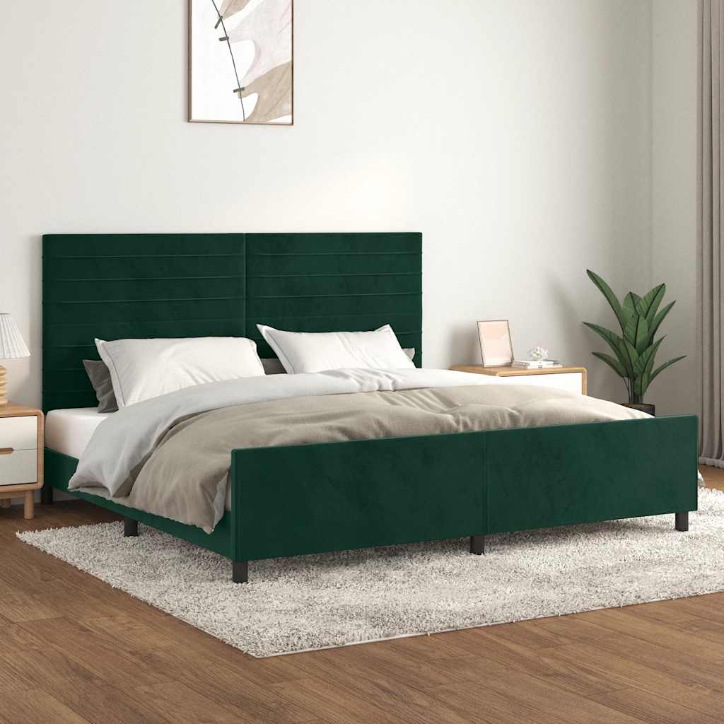JUNG Vida Bettgestell ohne Matratze Dunkelgrün 200x200 cm Samt