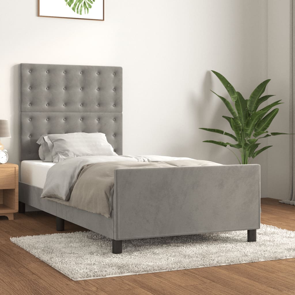 JUNG Vida Bettgestell ohne Matratze Hellgrau 80x200 cm Samt