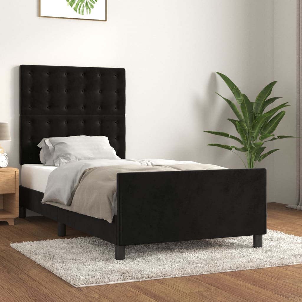 JUNG Vida Bettgestell ohne Matratze Schwarz 100x200 cm Samt