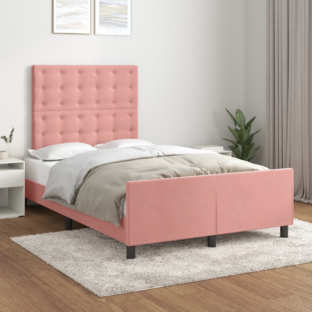 JUNG Vida Bettgestell mit Kopfteil Rosa 120x200 cm Samt