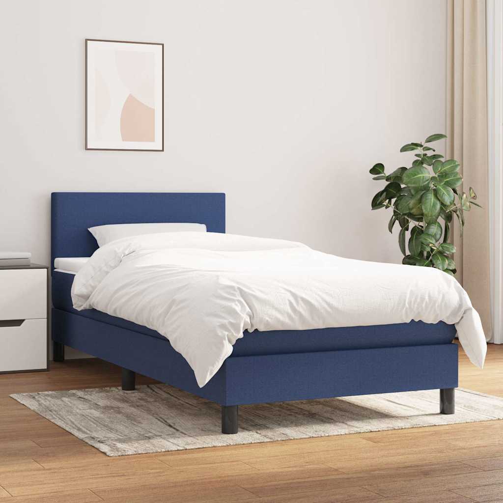JUNG Vida Boxspringbett mit Matratze Blau 80x200 cm Stoff