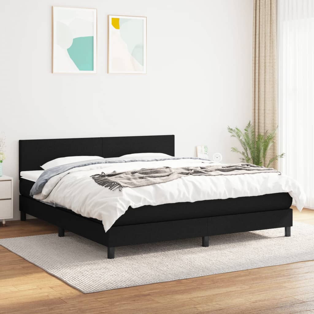 JUNG Vida Boxspringbett mit Matratze Schwarz 160x200 cm Stoff