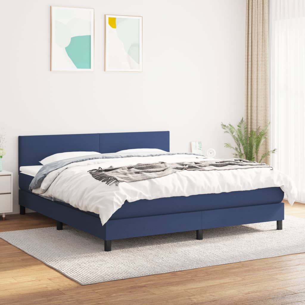 JUNG Vida Boxspringbett mit Matratze Blau 160x200 cm Stoff