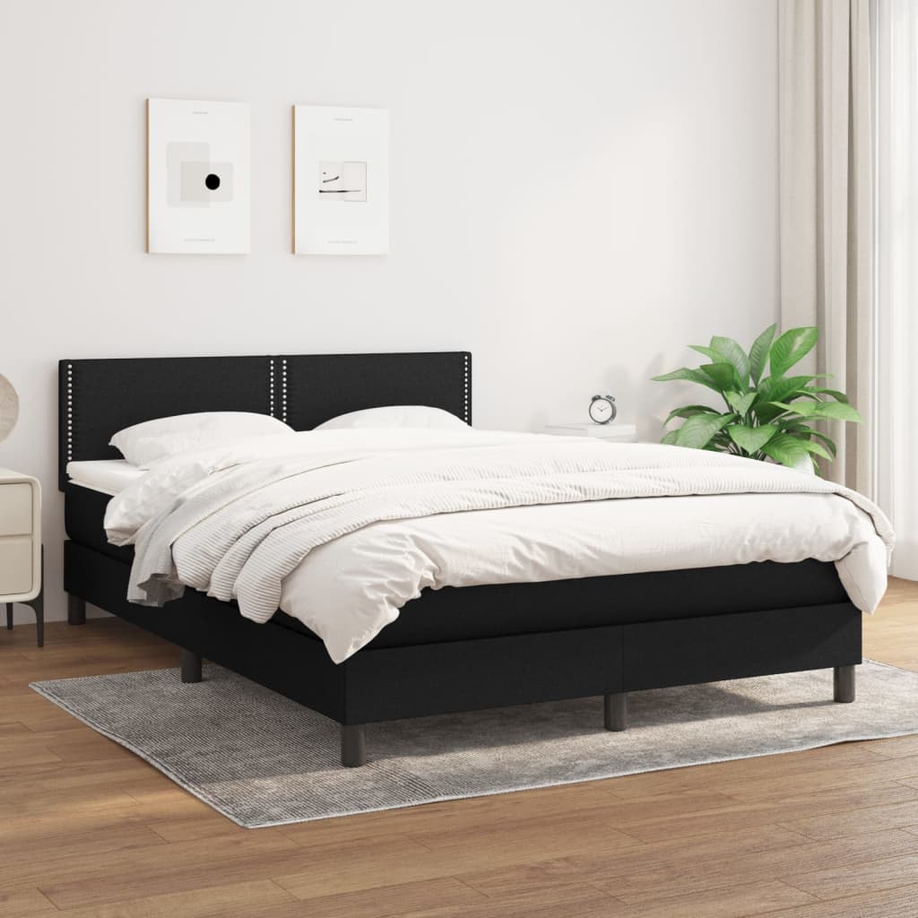 JUNG Vida Boxspringbett mit Matratze Schwarz 140x200 cm Stoff