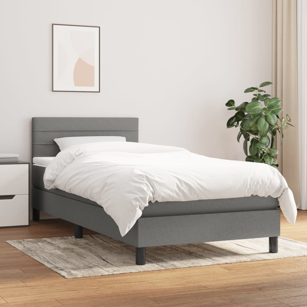 JUNG Vida Boxspringbett mit Matratze Dunkelgrau 90x190 cm Stoff