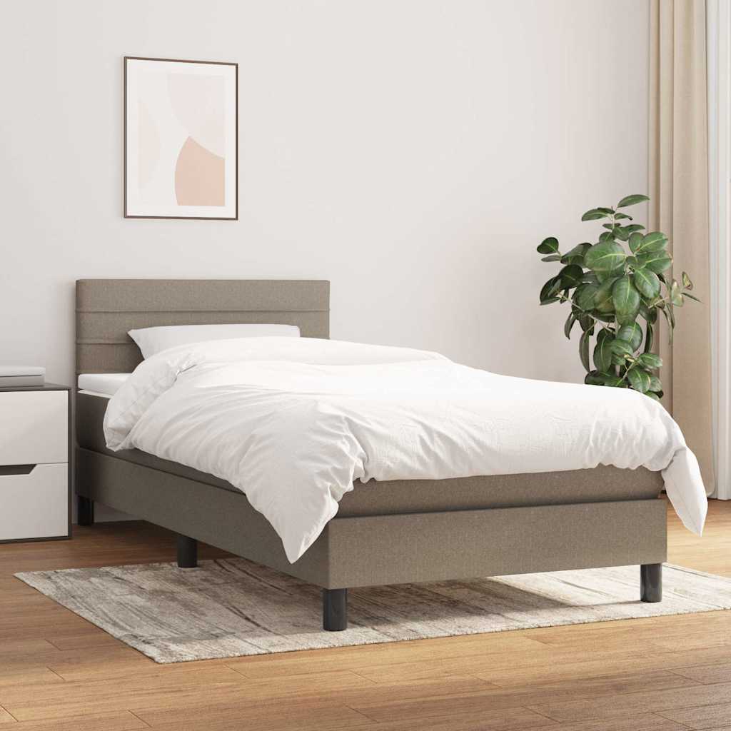 JUNG Vida Boxspringbett mit Matratze Taupe 100x200 cm Stoff