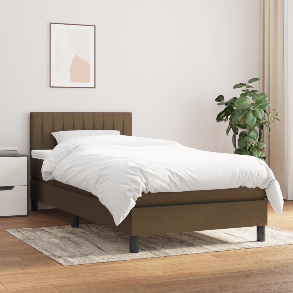JUNG Vida Boxspringbett mit Matratze Dunkelbraun 80x200 cm Stoff