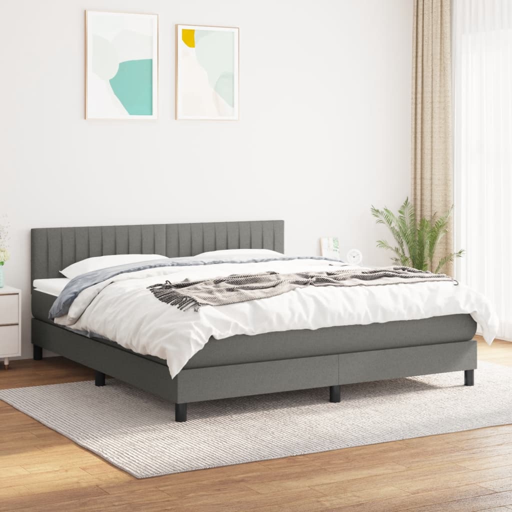 JUNG Vida Boxspringbett mit Matratze Dunkelgrau 160x200 cm Stoff