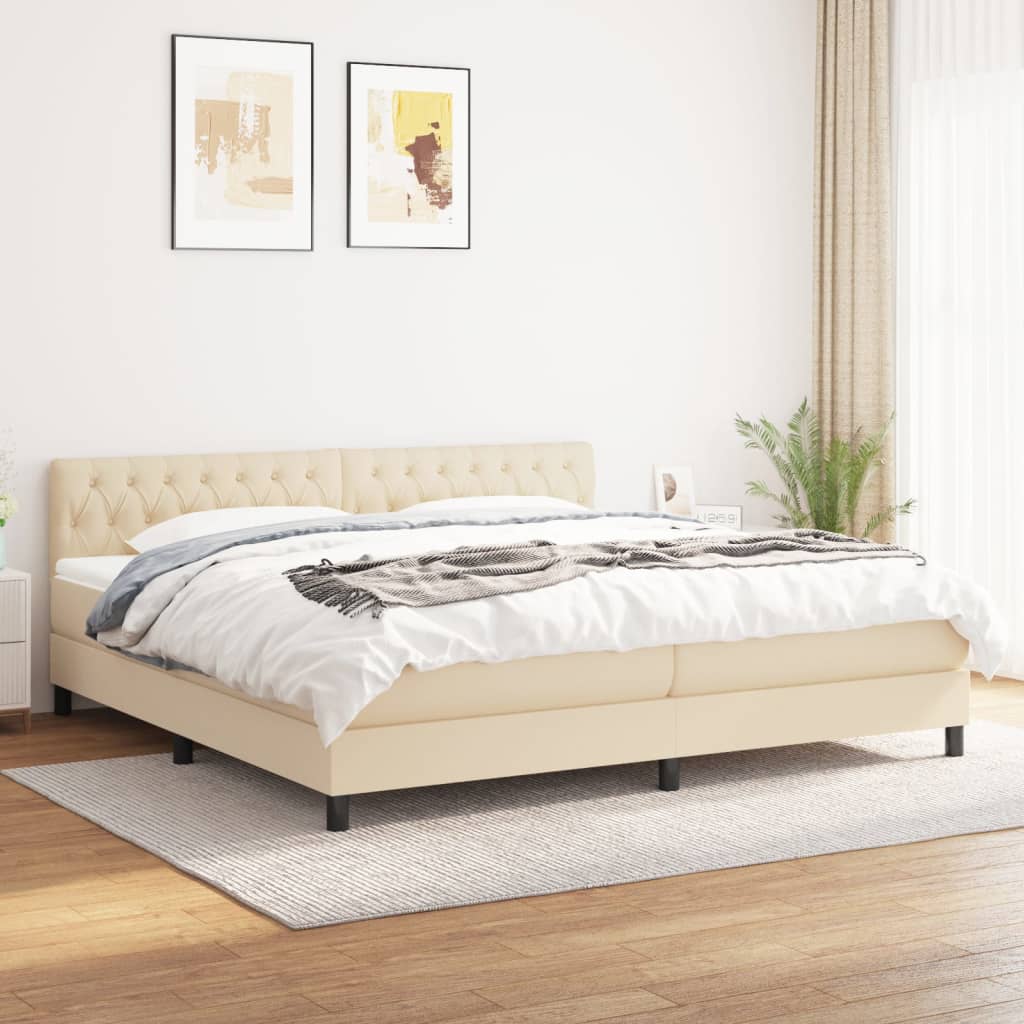 JUNG Vida Boxspringbett mit Matratze Creme 200x200 cm Stoff