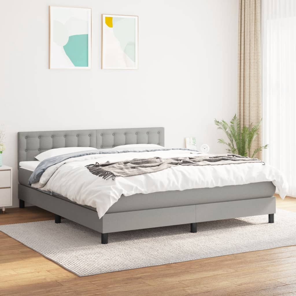 JUNG Vida Boxspringbett mit Matratze Hellgrau 180x200 cm Stoff