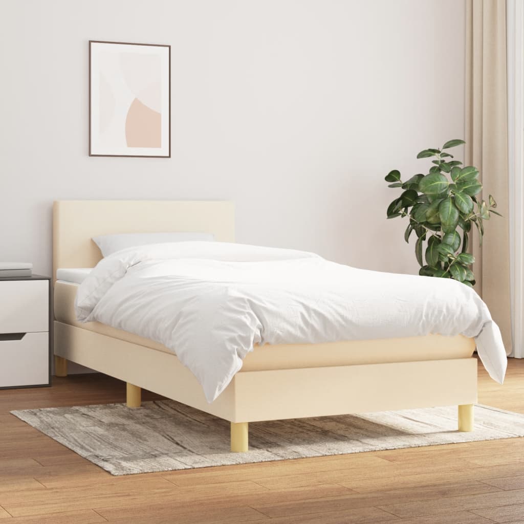 JUNG Vida Boxspringbett mit Matratze Creme 100x200 cm Stoff