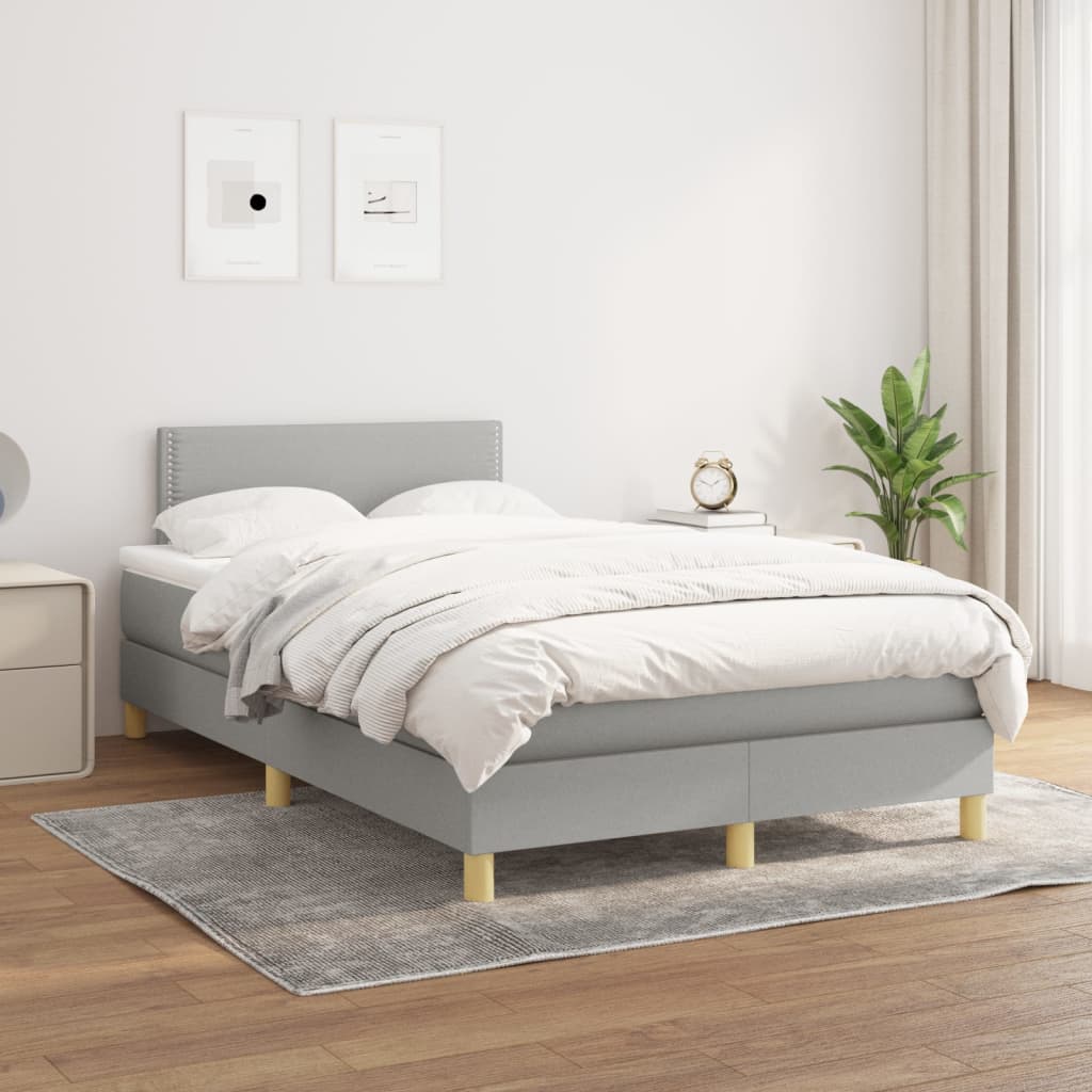 JUNG Vida Boxspringbett mit Matratze Hellgrau 120x200 cm Stoff