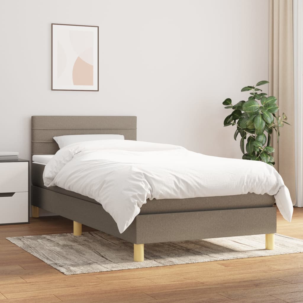 JUNG Vida Boxspringbett mit Matratze Taupe 100x200 cm Stoff