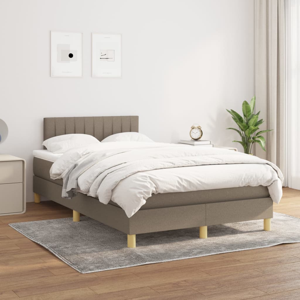 JUNG Vida Boxspringbett mit Matratze Taupe 120x200 cm Stoff