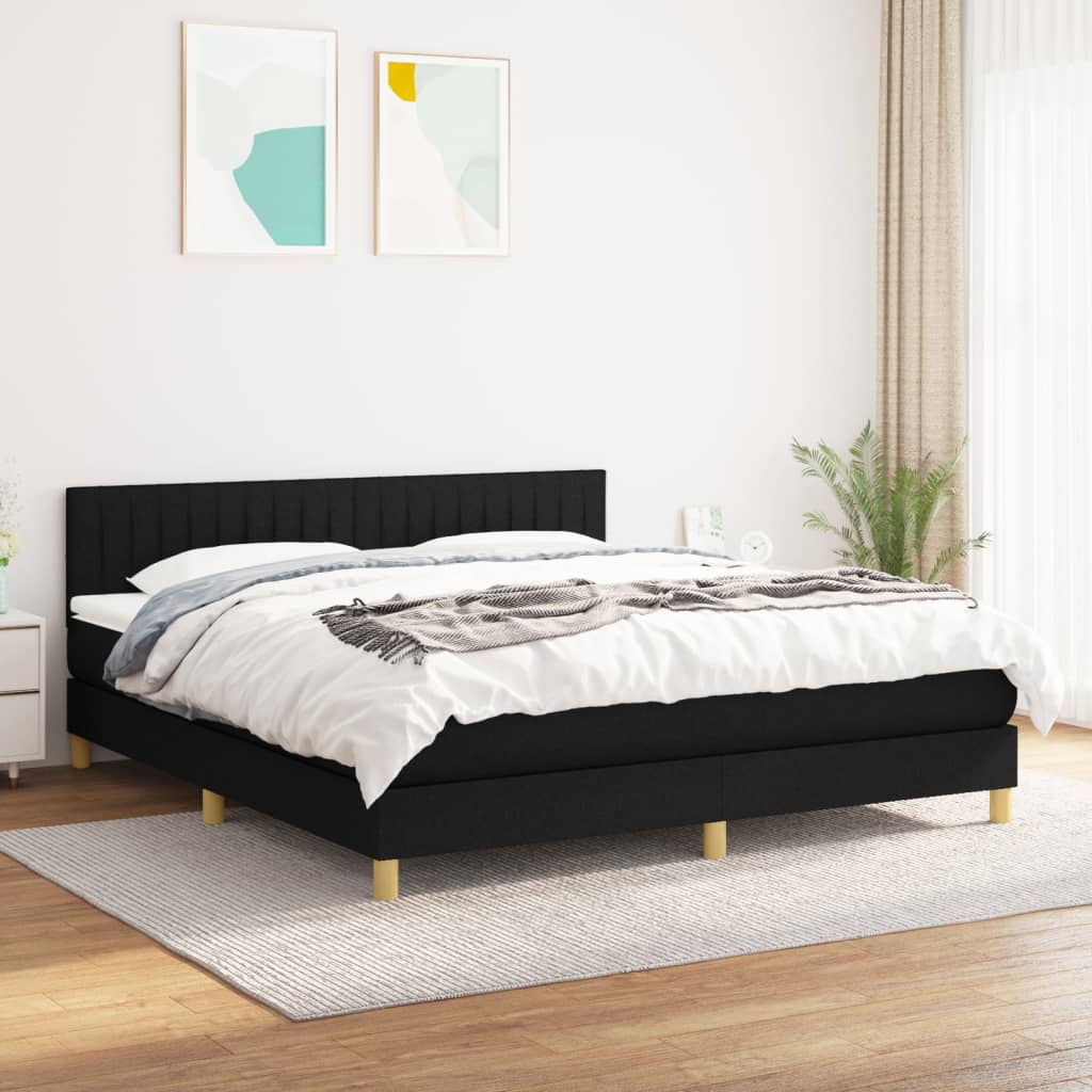 JUNG Vida Boxspringbett mit Matratze Schwarz 180x200 cm Stoff
