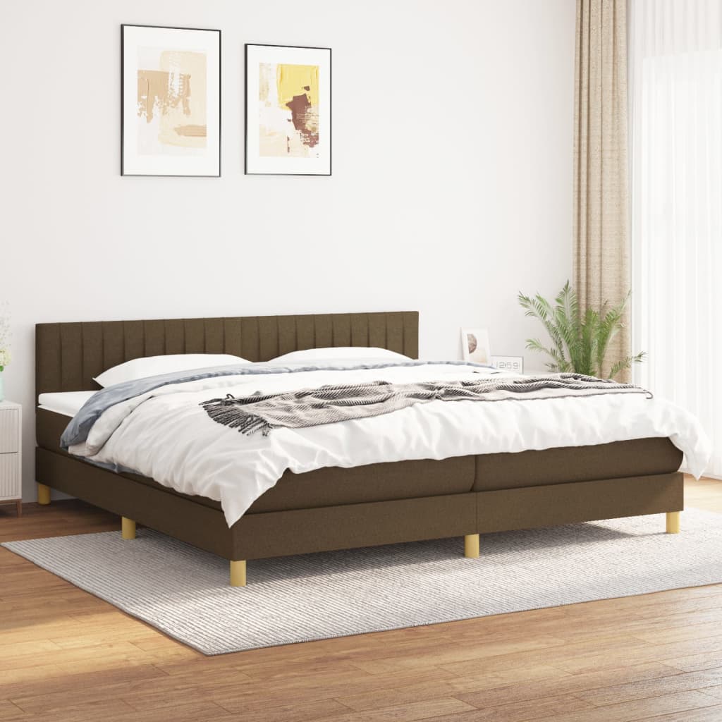 JUNG Vida Boxspringbett mit Matratze Dunkelbraun 200x200 cm Stoff