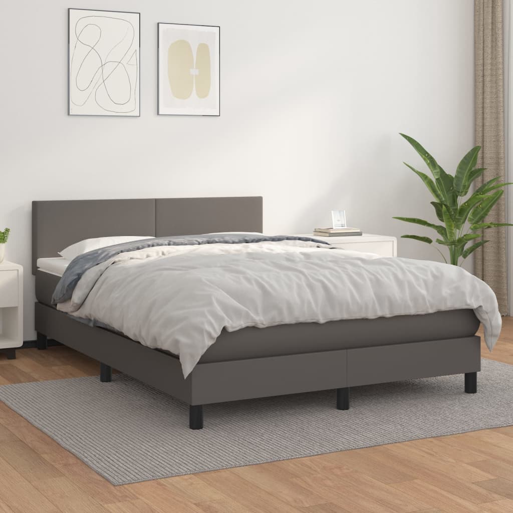 JUNG Vida Boxspringbett mit Matratze Grau 140x190 cm Kunstleder