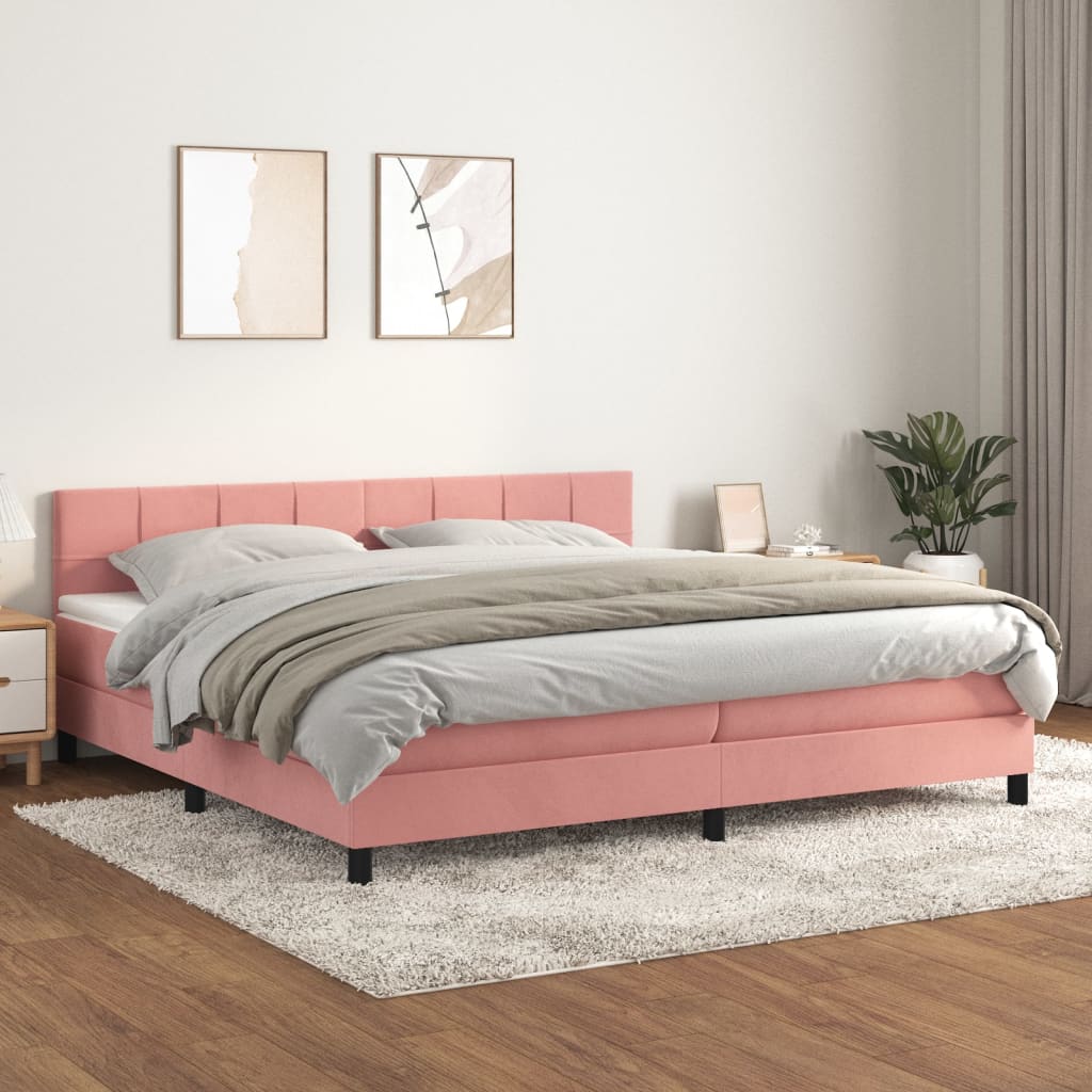 JUNG Vida Boxspringbett mit Matratze Rosa 200x200 cm Samt