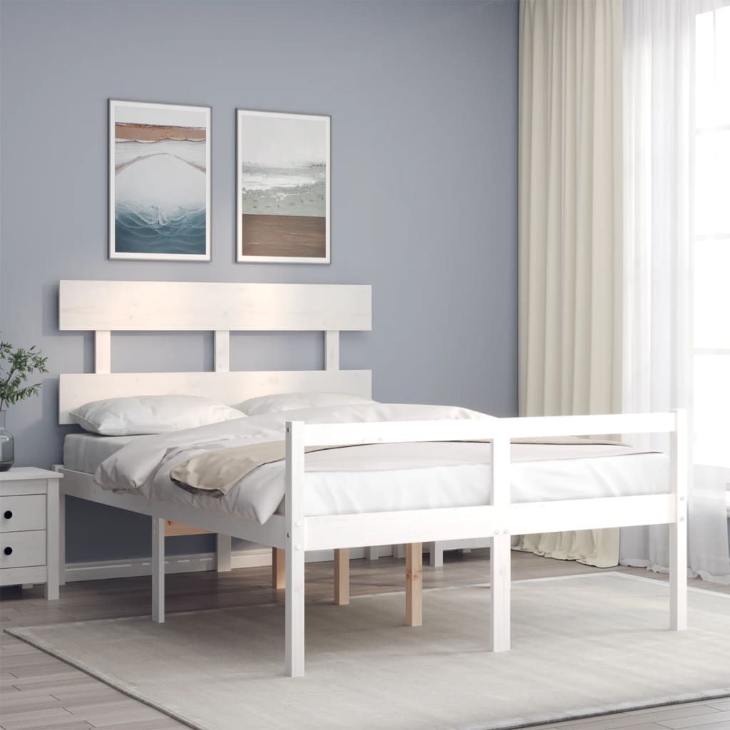 JUNG Vida Seniorenbett mit Kopfteil Weiß Massivholz
