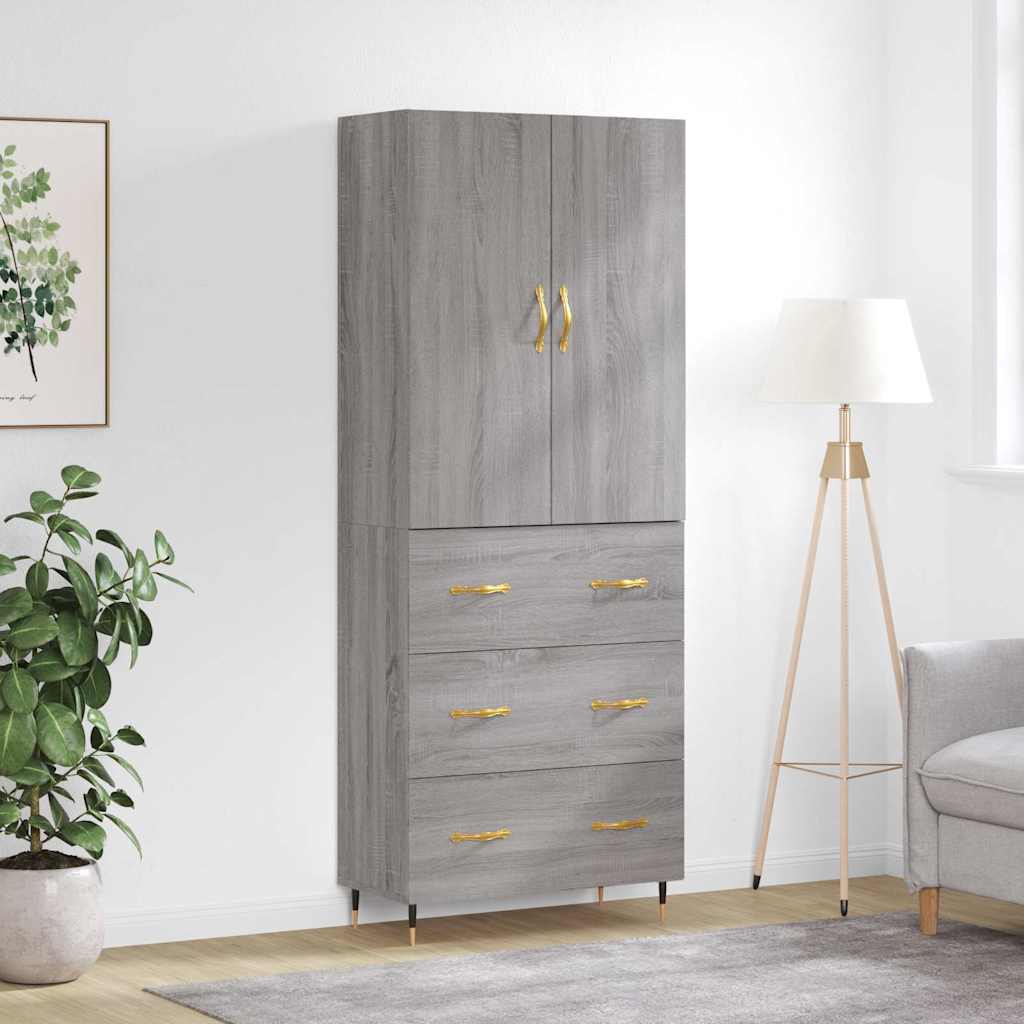 JUNG Vida Highboard Grau Sonoma 69,5x34x180 cm Holzwerkstoff