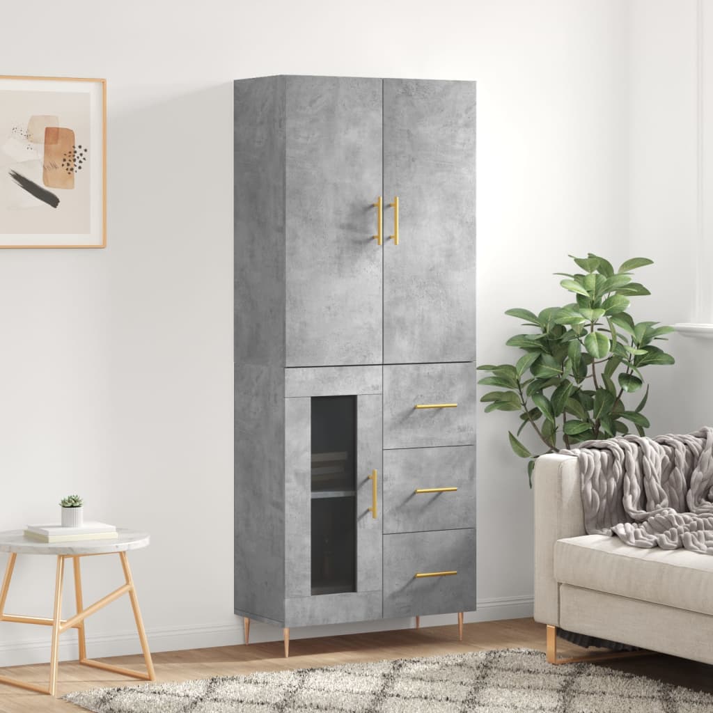 JUNG Vida Highboard Betongrau 69,5x34x180 cm Holzwerkstoff