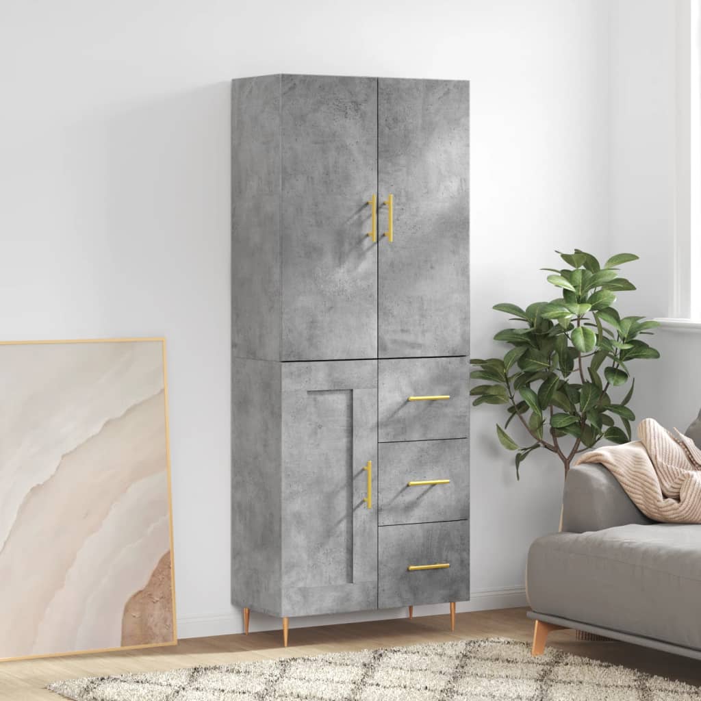 JUNG Vida Highboard Betongrau 69,5x34x180 cm Holzwerkstoff