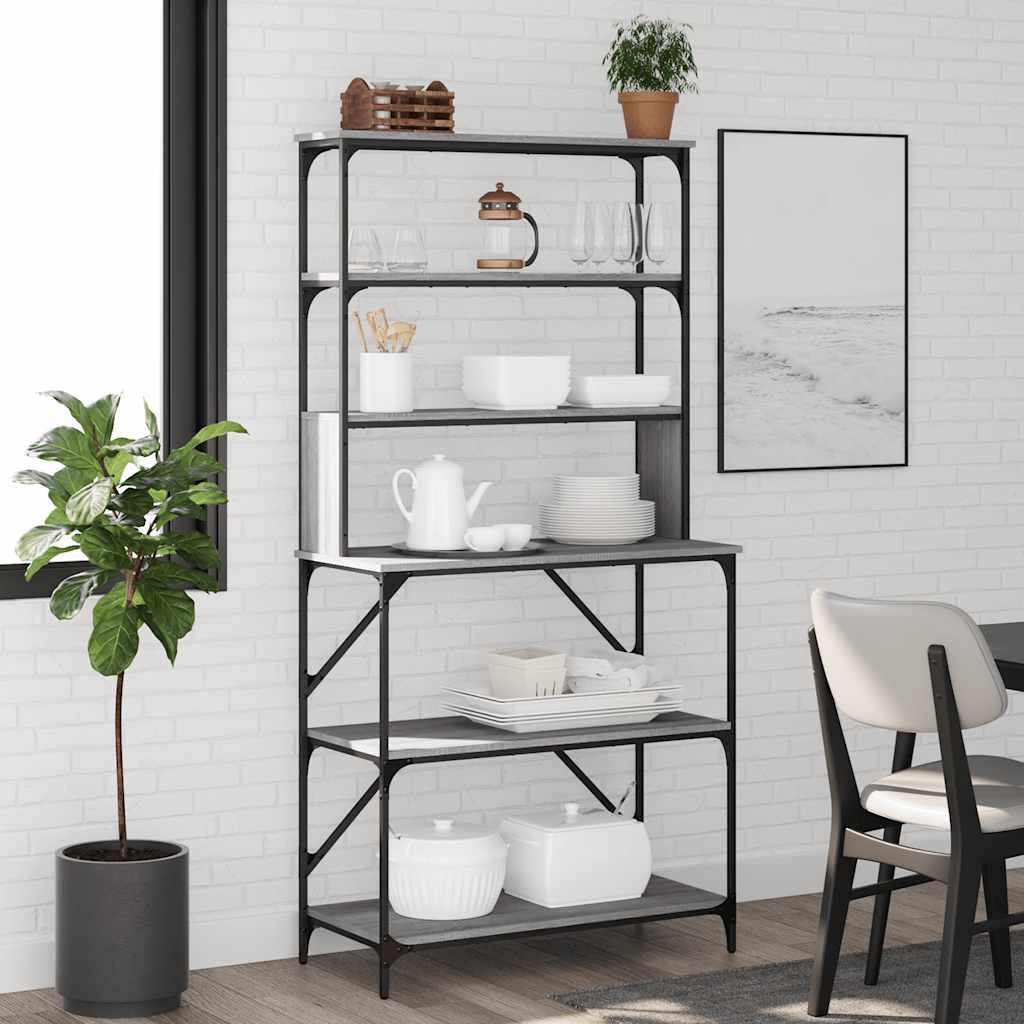 JUNG Vida Bäckerregal 6 Fächer Grau Sonoma 90x40x180 cm Holzwerkstoff
