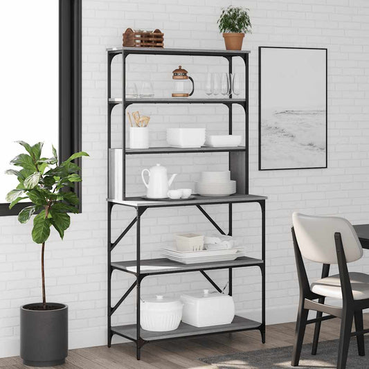 JUNG Vida Bäckerregal 6 Fächer Grau Sonoma 90x40x180 cm Holzwerkstoff
