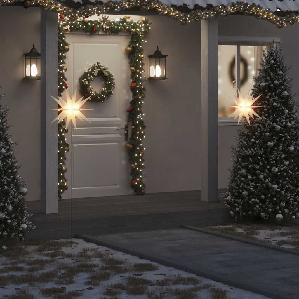 JUNG Vida LED-Weihnachtsstern mit Erdspieß Faltbar Weiß 57 cm