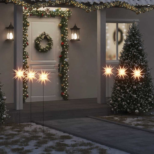 JUNG Vida LED-Weihnachtssterne 3 Stk. mit Erdspießen Faltbar Weiß 35 cm