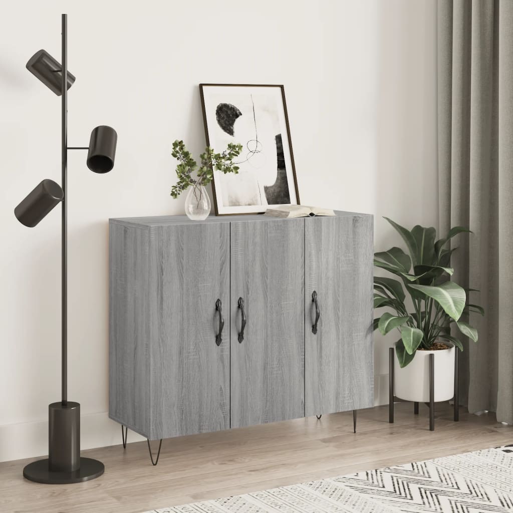 JUNG Vida Sideboard Grau Sonoma 90x34x80 cm Holzwerkstoff
