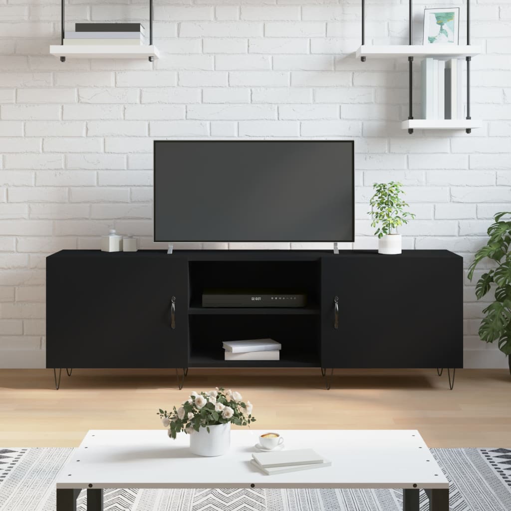 JUNG Vida TV-Schrank Schwarz 150x30x50 cm Holzwerkstoff