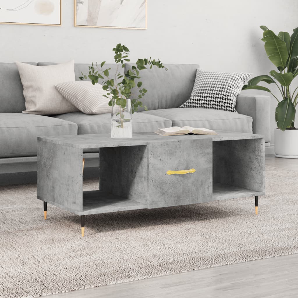 JUNG Vida Couchtisch Betongrau 102x50x40 cm Holzwerkstoff