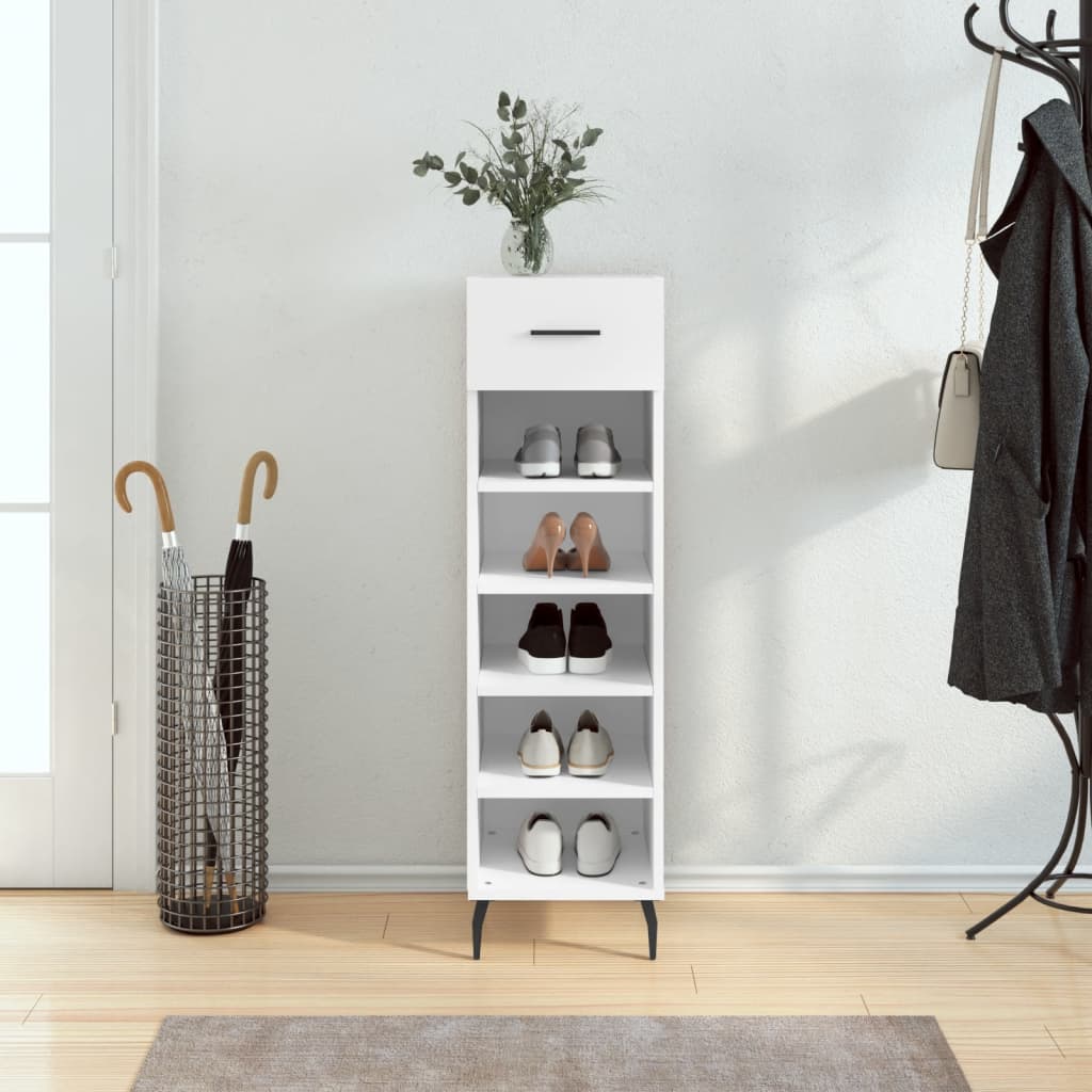 JUNG Vida Schuhschrank Weiß 30x35x105 cm Holzwerkstoff