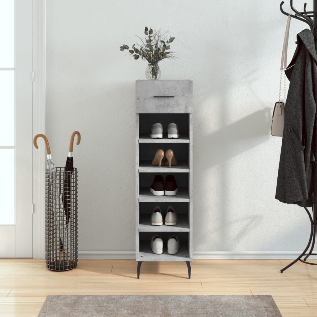 JUNG Vida Schuhschrank Betongrau 30x35x105 cm Holzwerkstoff