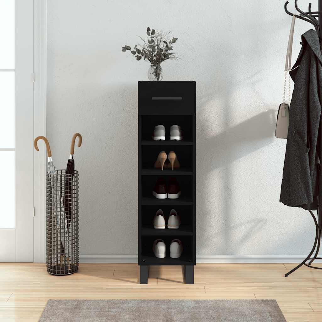 JUNG Vida Schuhschrank Schwarz 30x35x105 cm Holzwerkstoff