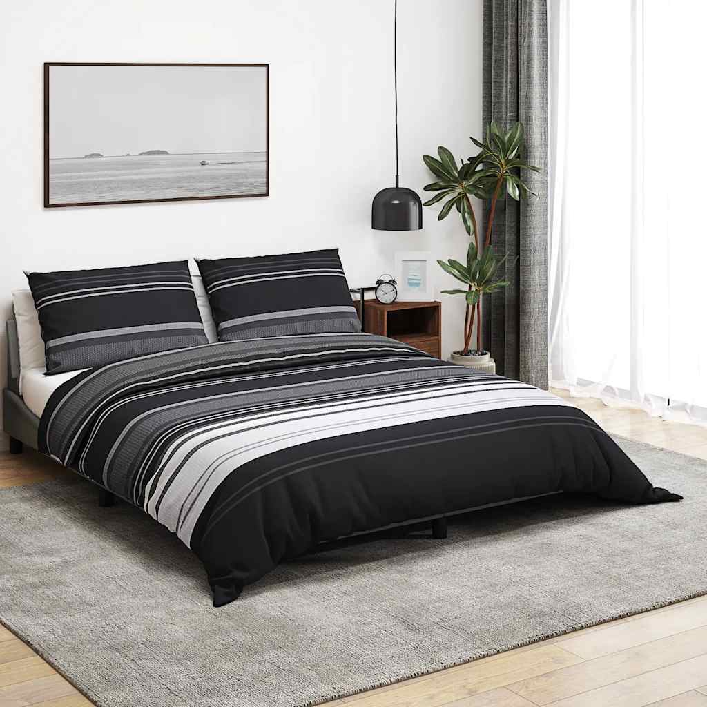 JUNG Vida Bettwäsche-Set Schwarz und Weiß 200x220 cm Baumwolle