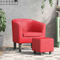 JUNG Vida Clubsessel mit Fußhocker Rot Kunstleder