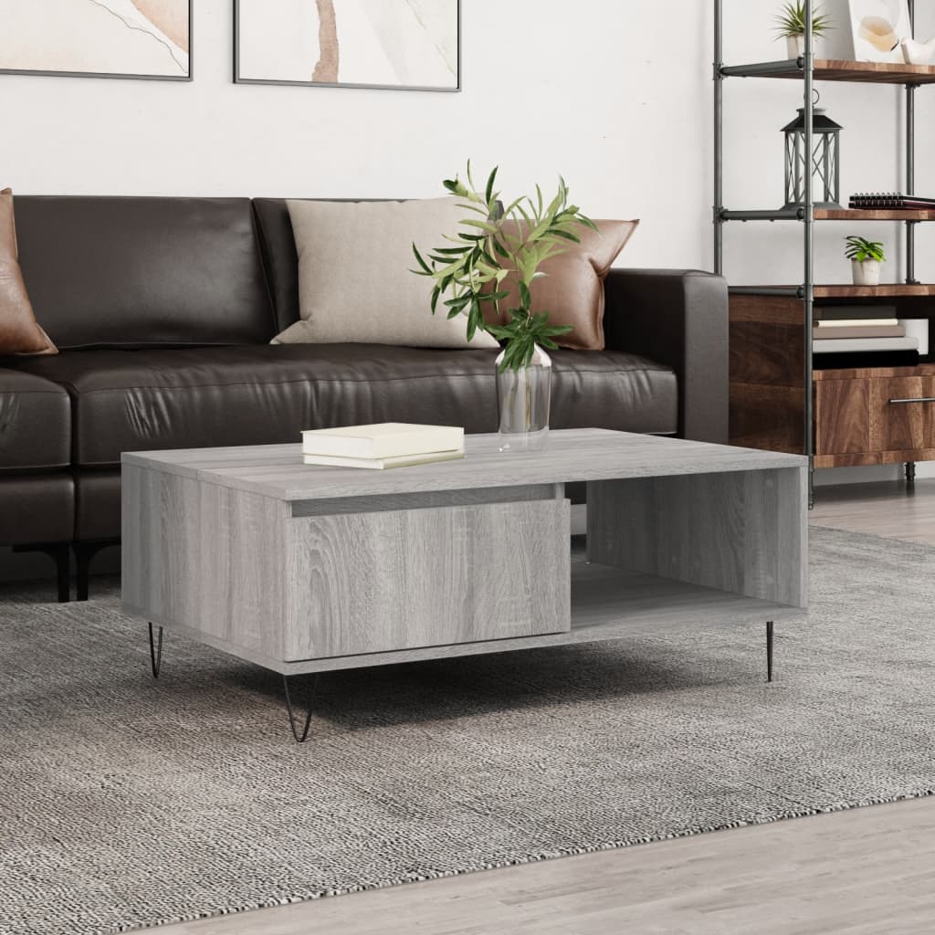 JUNG Vida Couchtisch Grau Sonoma 90x60x35 cm Holzwerkstoff