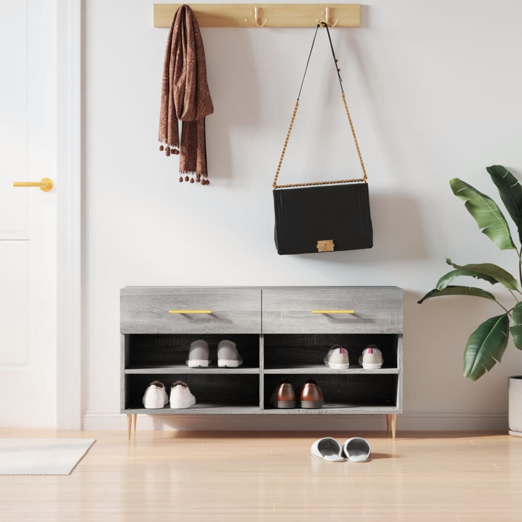 JUNG Vida Schuhbank Grau Sonoma 102x35x55 cm Holzwerkstoff