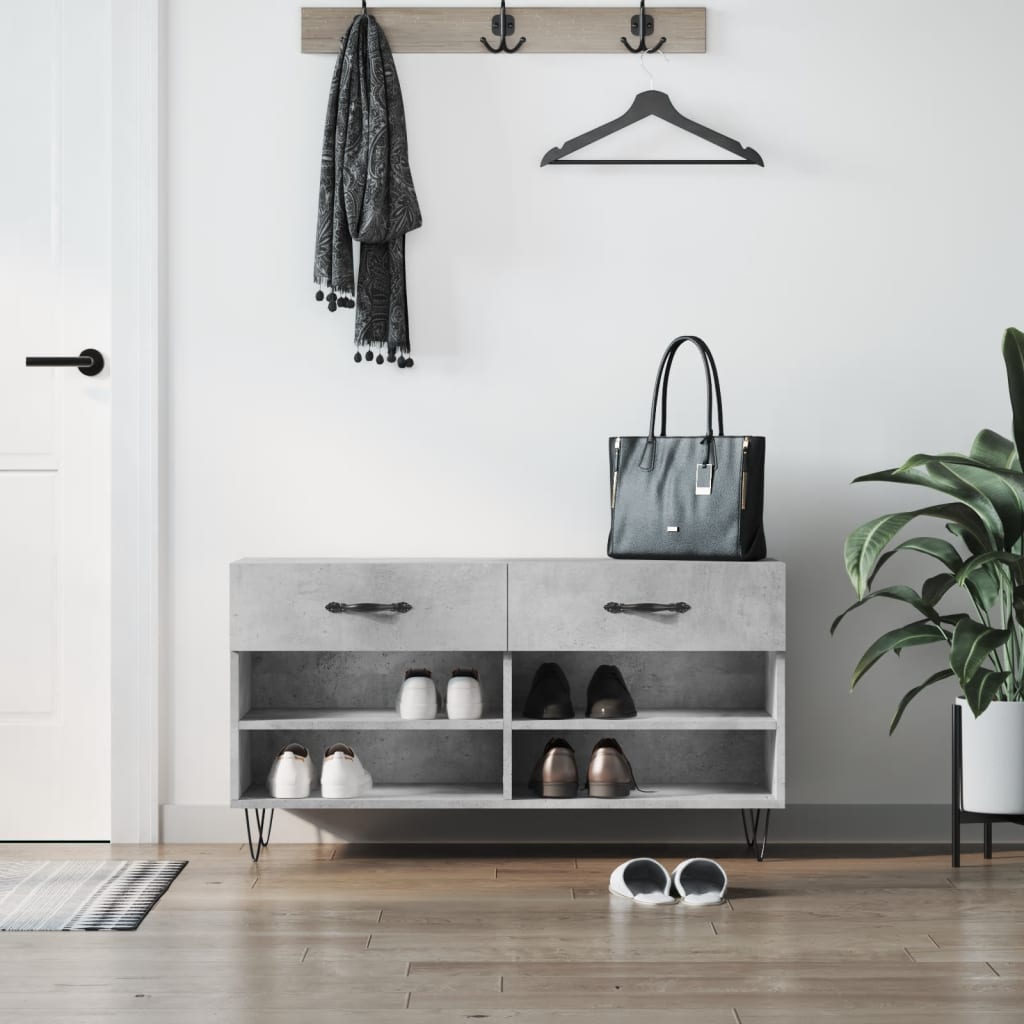 JUNG Vida Schuhbank Betongrau 102x35x55 cm Holzwerkstoff