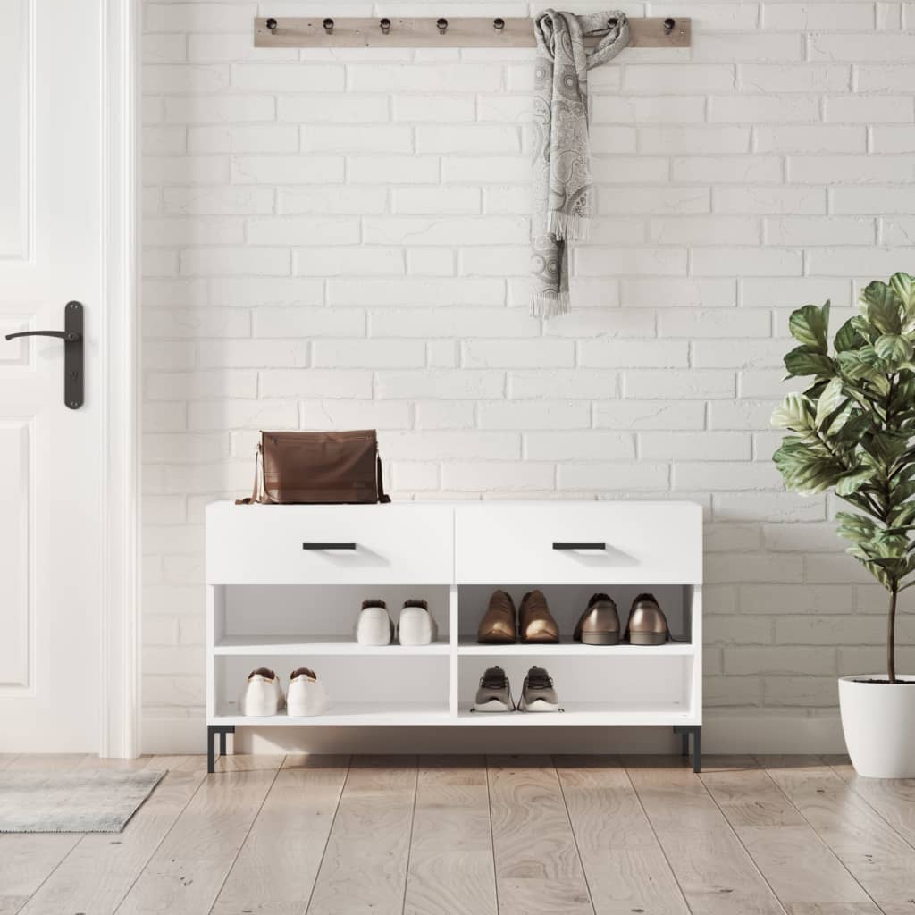 JUNG Vida Schuhbank Hochglanz-Weiß 102x35x55 cm Holzwerkstoff