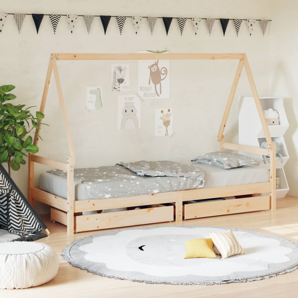 JUNG Vida Kinderbett mit Schubladen 90x190 cm Massivholz Kiefer