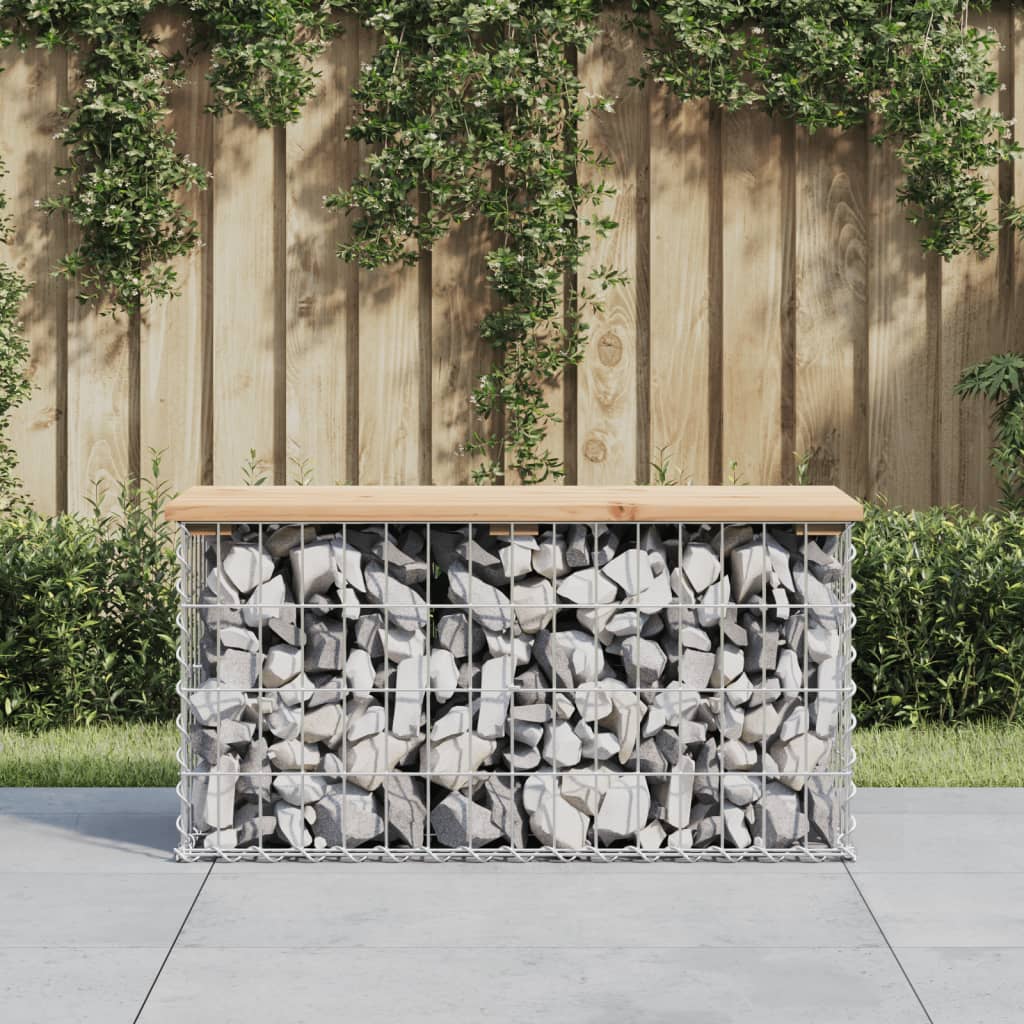 JUNG Vida Gartenbank aus Gabionen 83x31,5x42 cm Massivholz Kiefer