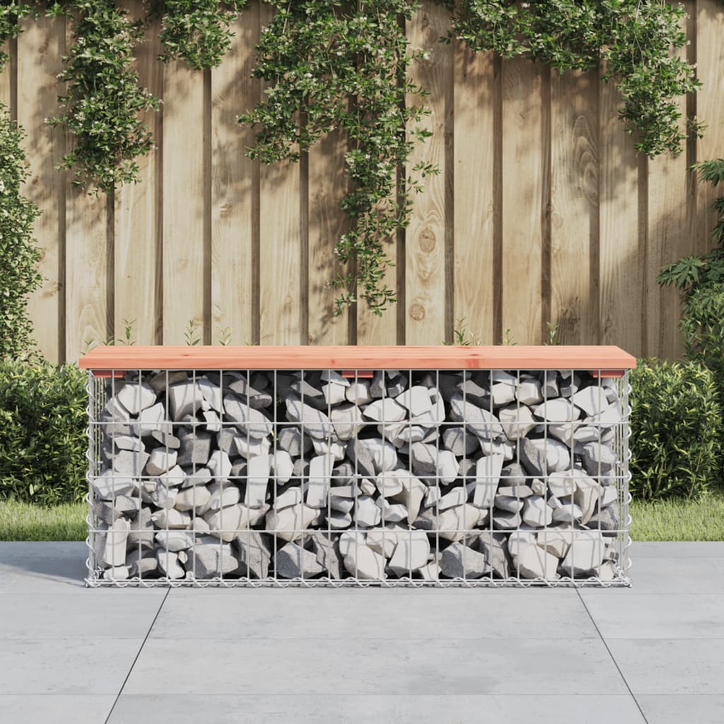 JUNG Vida Gartenbank aus Gabionen 103x31,5x42 cm Massivholz Douglasie