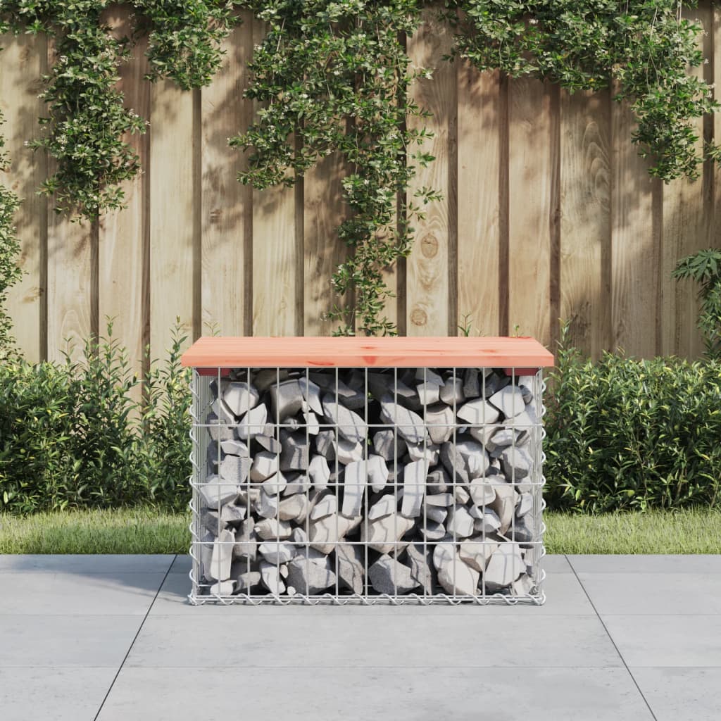 JUNG Vida Gartenbank aus Gabionen 63x44x42 cm Massivholz Douglasie